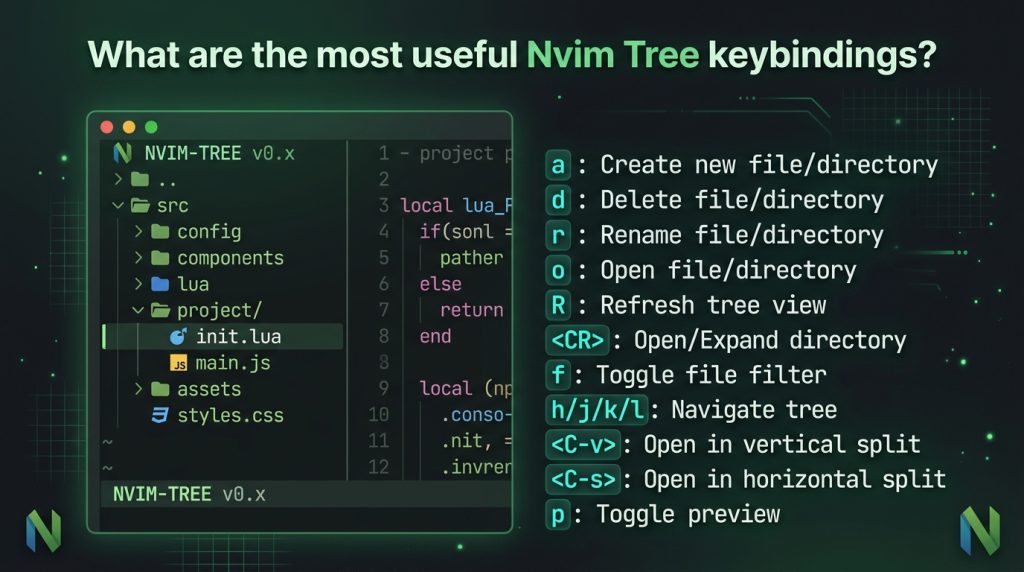 What are the most useful Nvim Tree keybindings